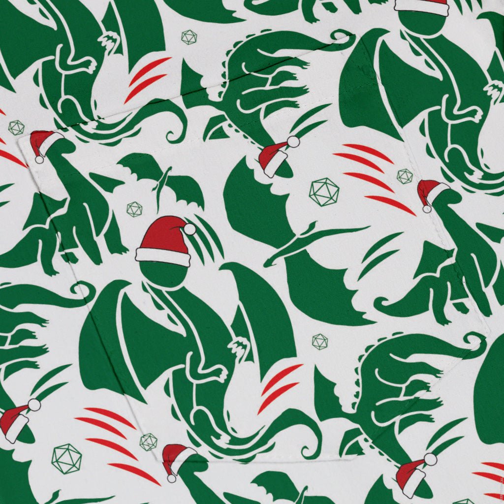 Dnd Santa Hat Dragons Button Up Shirt Geek Nerd adult sizing Christmas Print Design by Heather Davenport