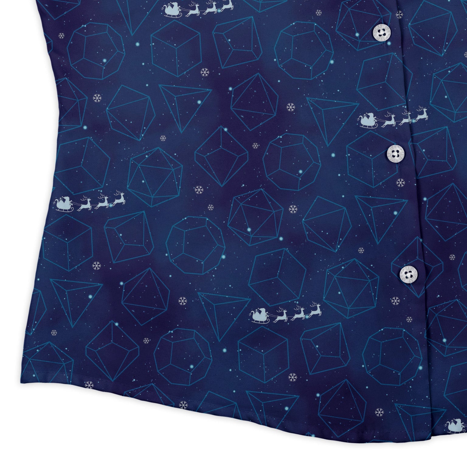 DND Space Dice Holiday Curvy Button Up Shirt Geek Nerd Christmas Print dnd & rpg print women