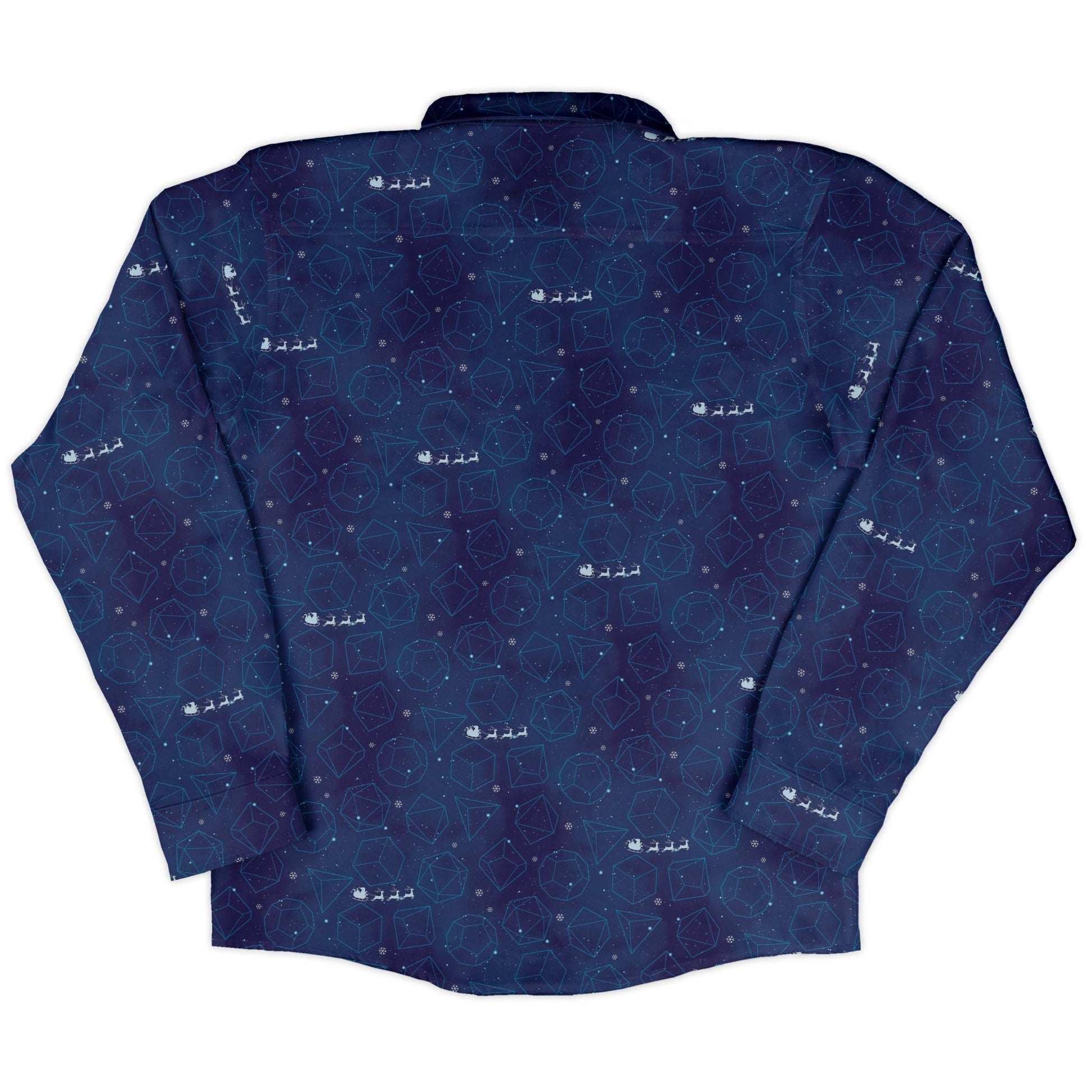 DND Space Dice Holiday Long Sleeve Button Up Shirt Geek Nerd adult sizing Christmas Print dnd & rpg print