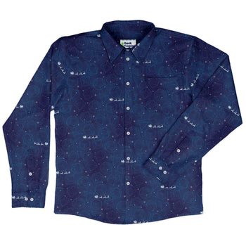 DND Space Dice Holiday Long Sleeve Button Up Shirt Geek Nerd adult sizing Christmas Print dnd & rpg print