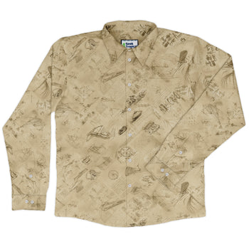 Da Vinci Mechanical Marvels Long Sleeve Button Up Shirt 2