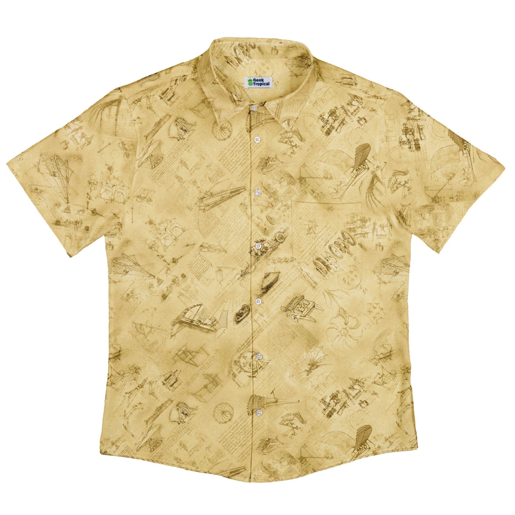 Da Vinci Mechanical Marvels Button Up Shirt - adult sizing - Designs by Nathan - Q3