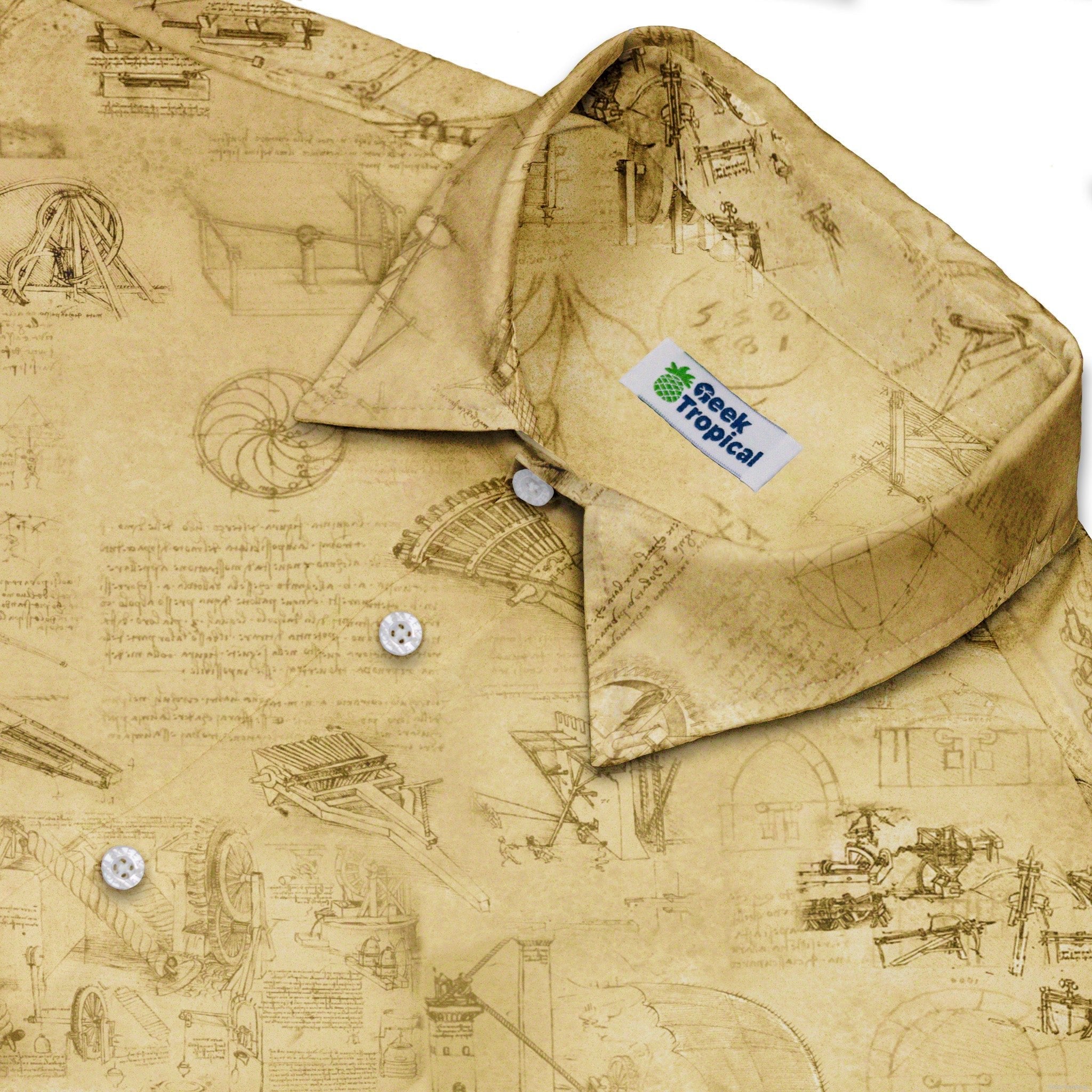 Da Vinci Mechanical Marvels Button Up Shirt - adult sizing - Designs by Nathan - Q3