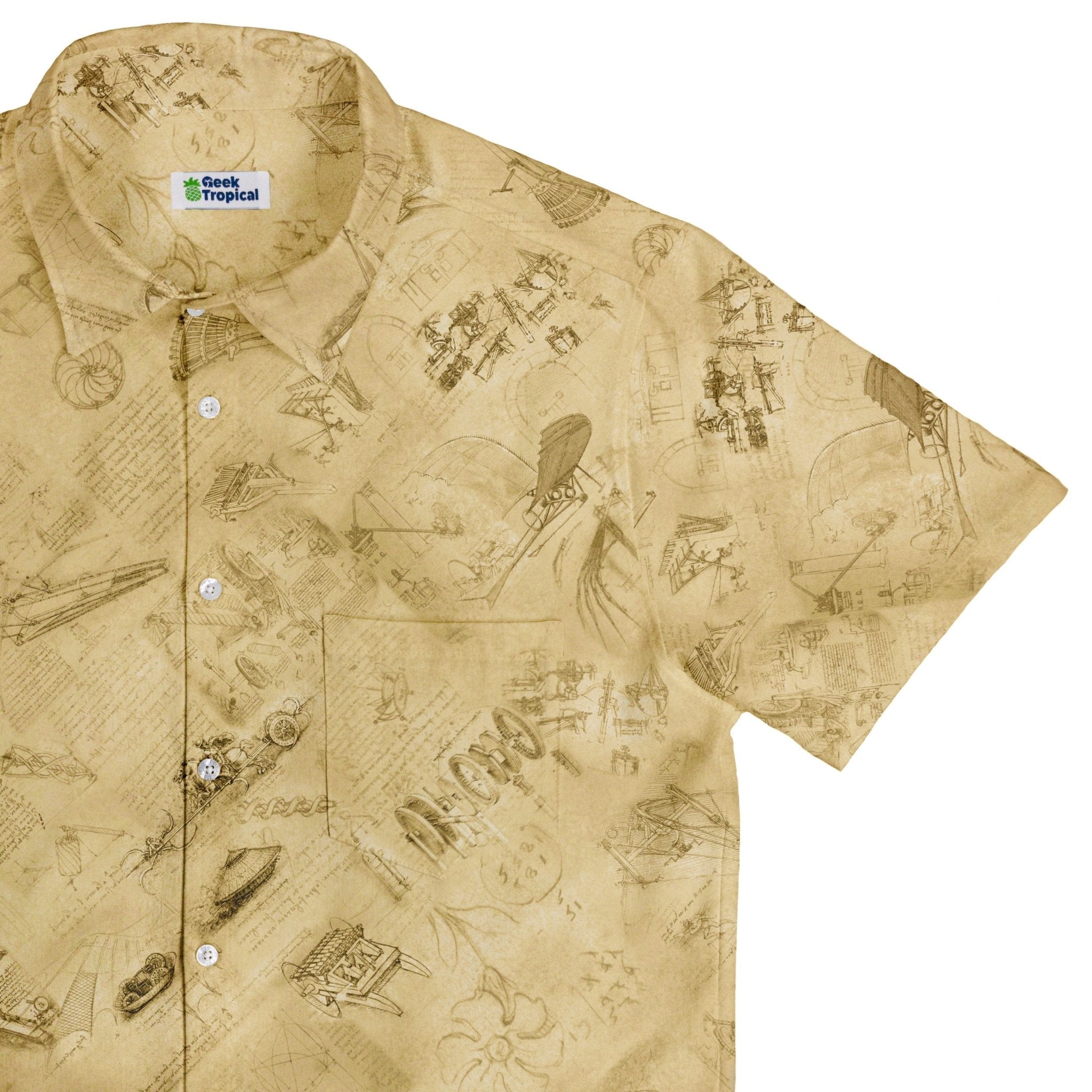 Da Vinci Mechanical Marvels Button Up Shirt - adult sizing - Designs by Nathan - Q3