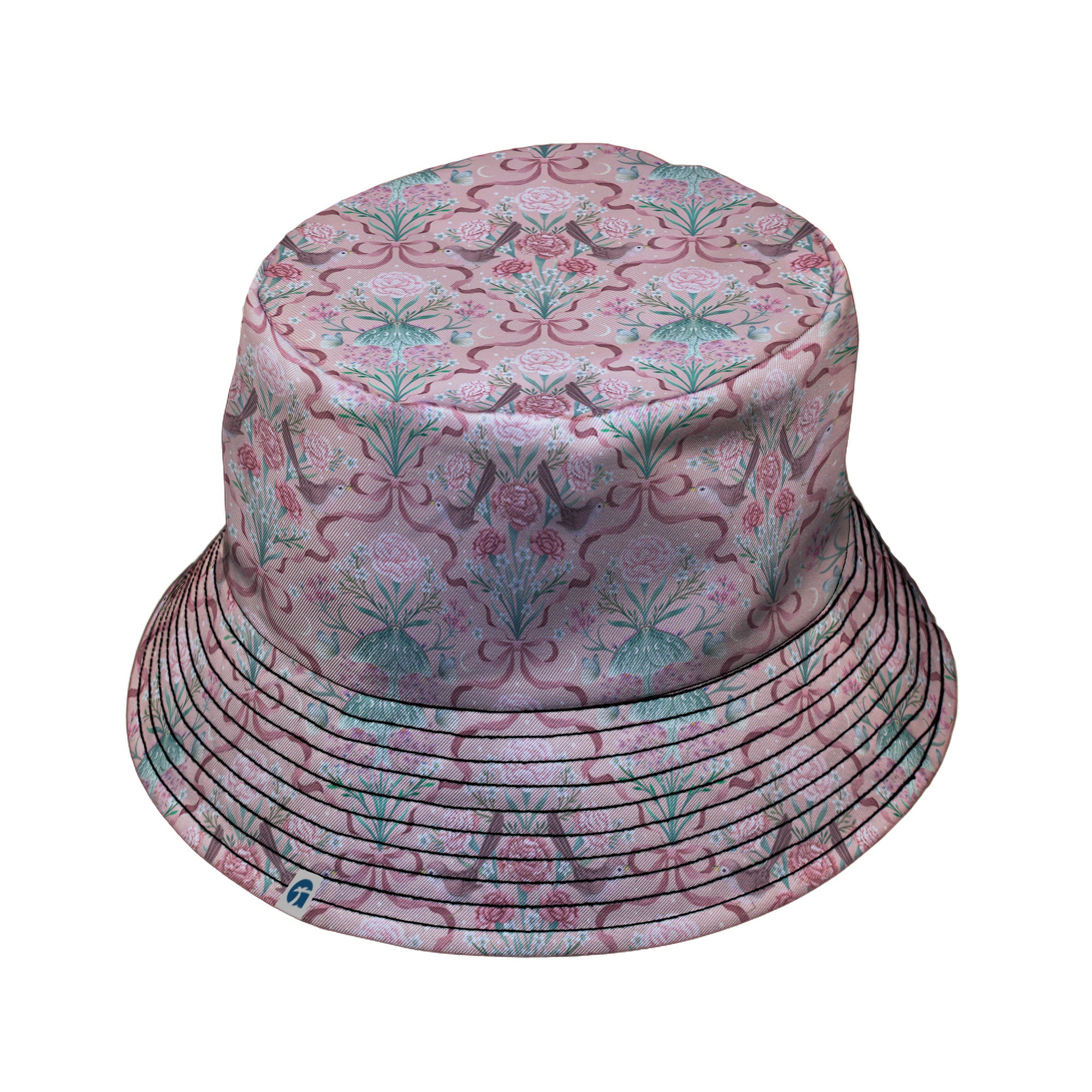 Dainty Bows Moon Garden Bucket Hat Black Stitching