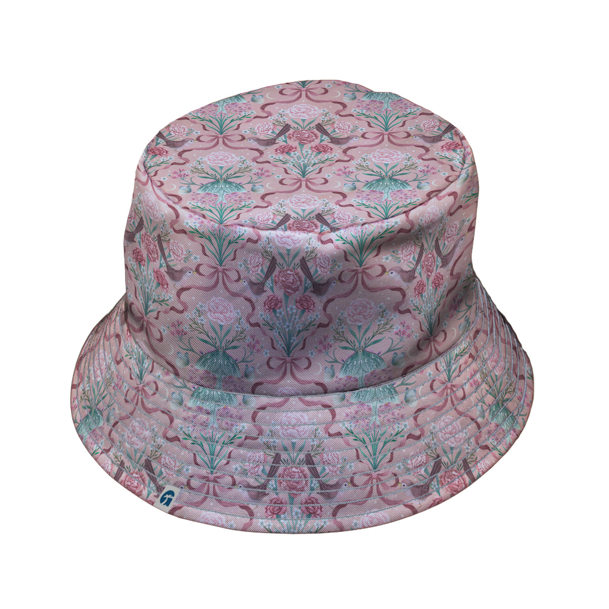 Dainty Bows Moon Garden Bucket Hat Gray Stitching