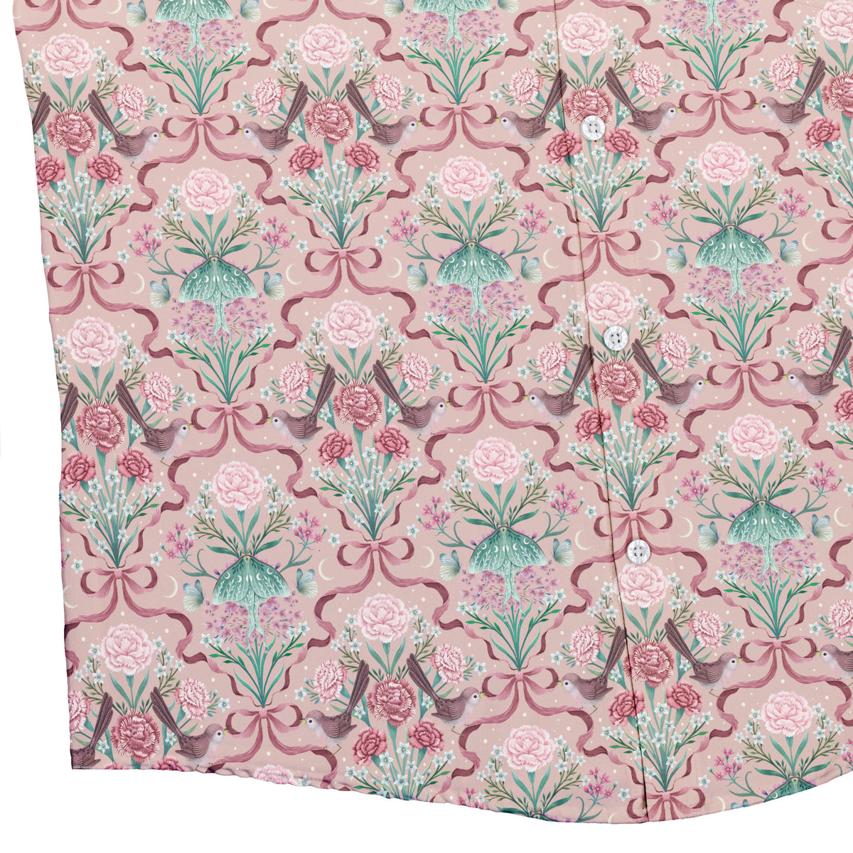 Dainty Bows Moon Garden Button Up Shirt Bottom Corner