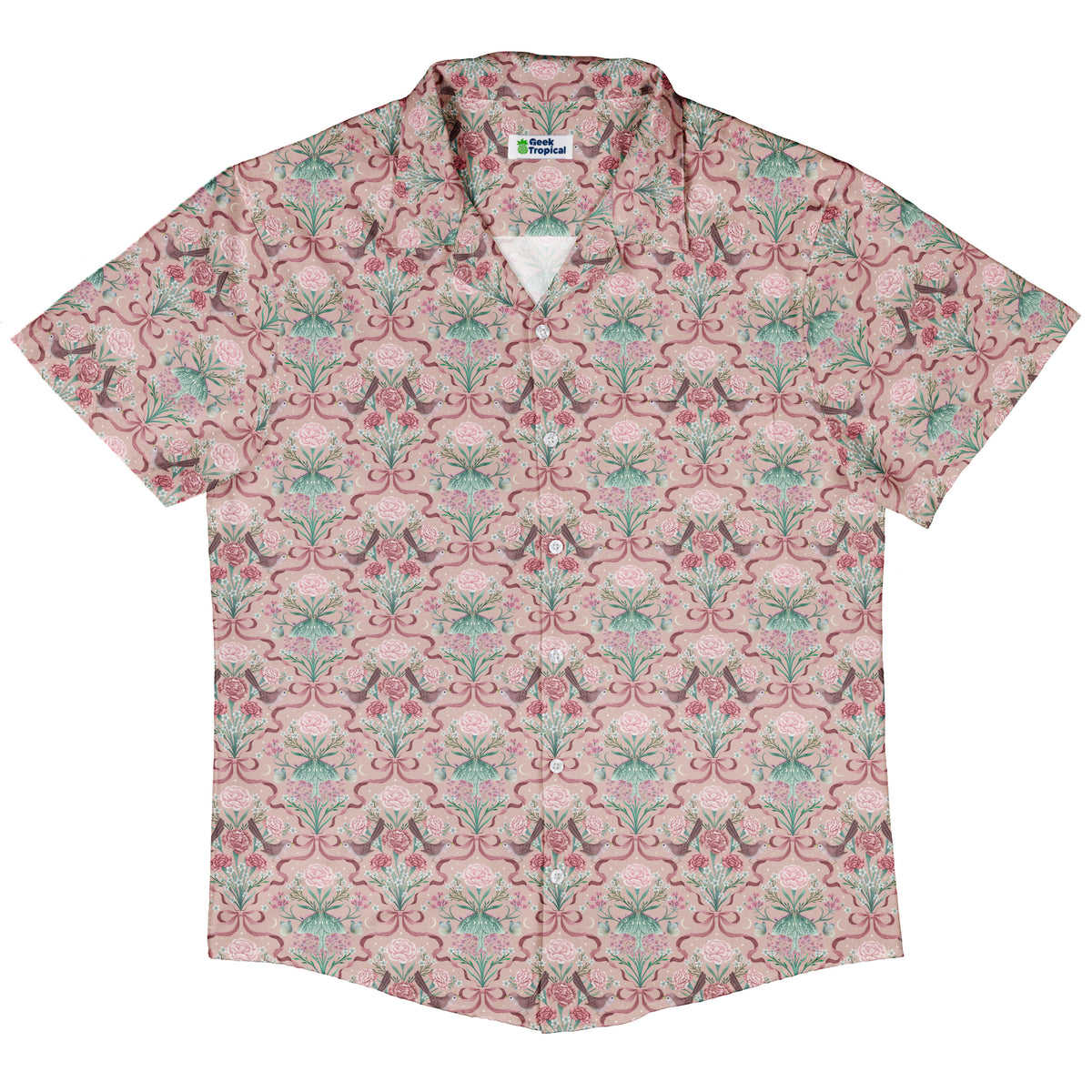 Dainty Bows Moon Garden Button Up Shirt Hawaiian Front