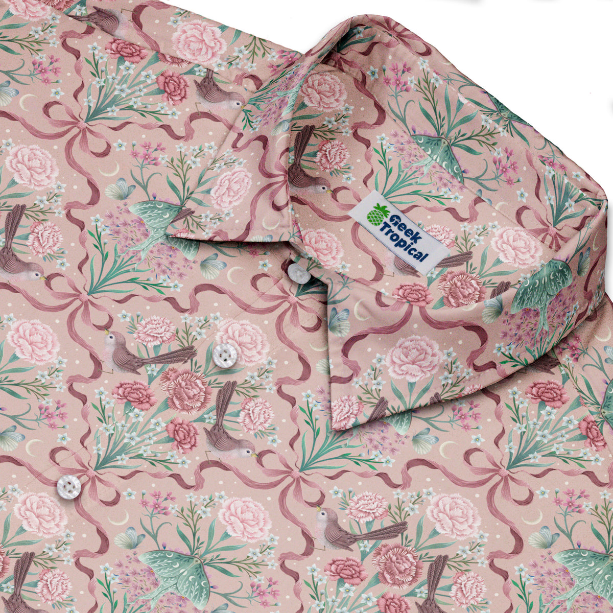 Dainty Bows Moon Garden Button Up Shirt Neck