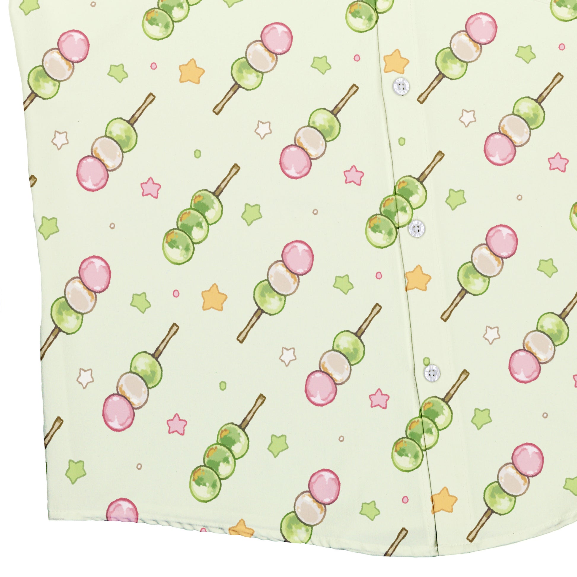 Dangos Matcha Green Button Up Shirt Bottom Corner