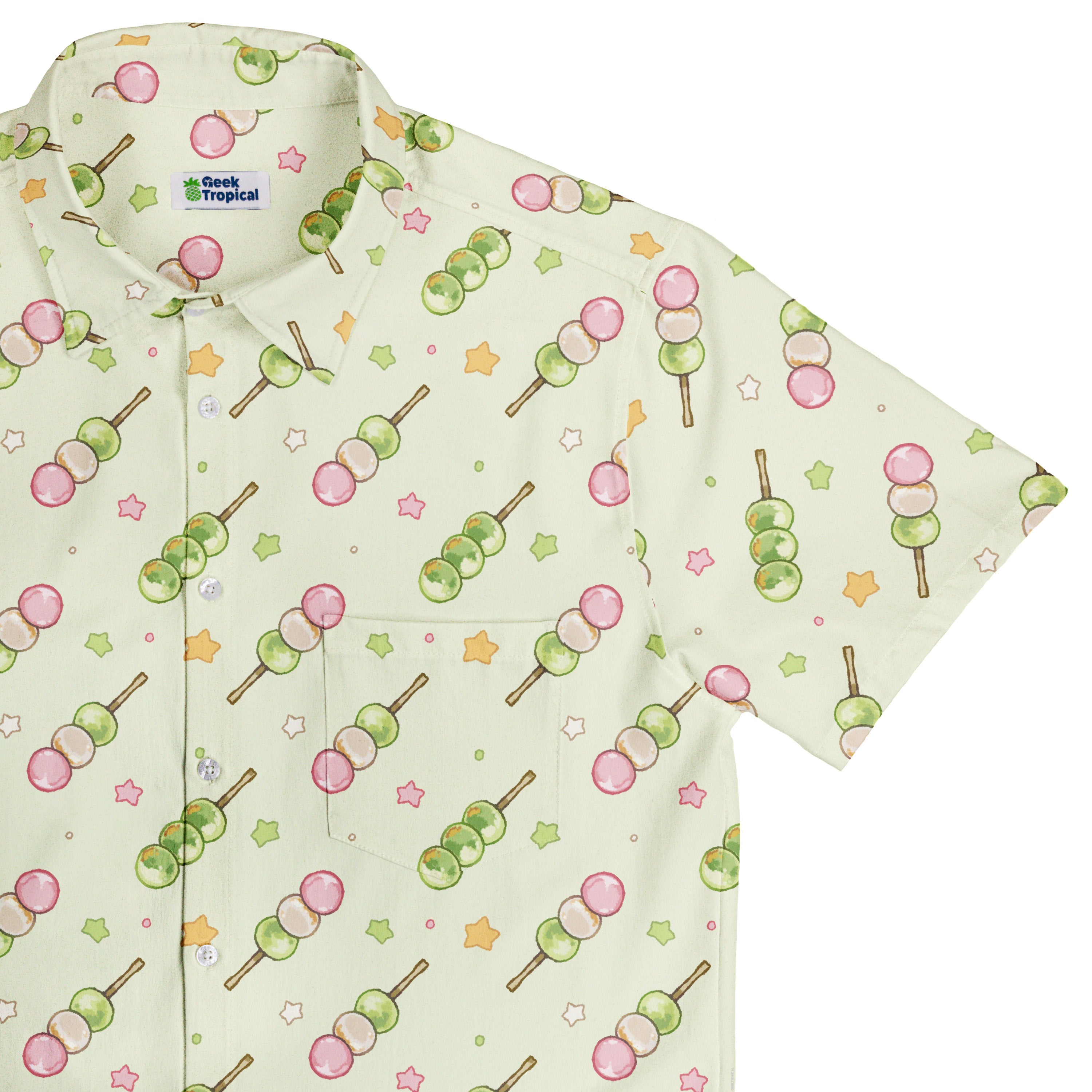 Dangos Matcha Green Button Up Shirt Top Corner