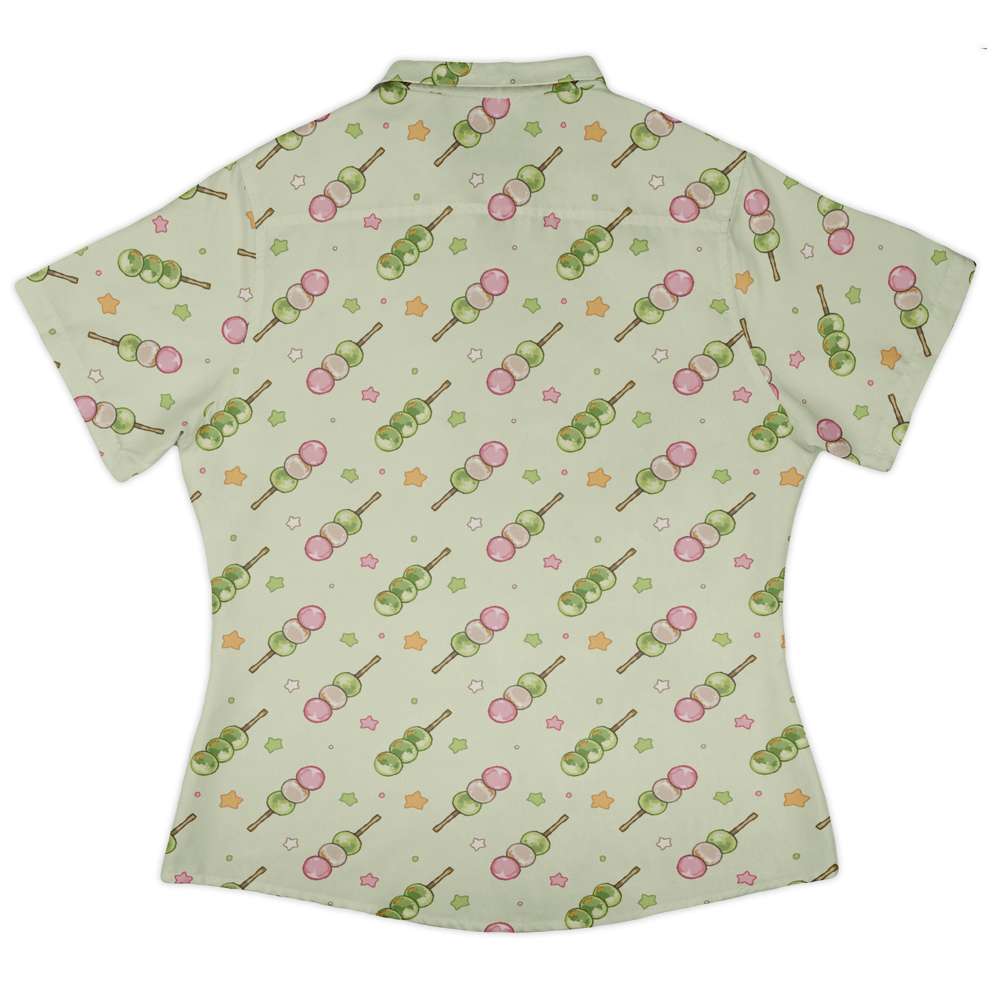 Dangos Matcha Green Curvy Button Up Shirt womens back