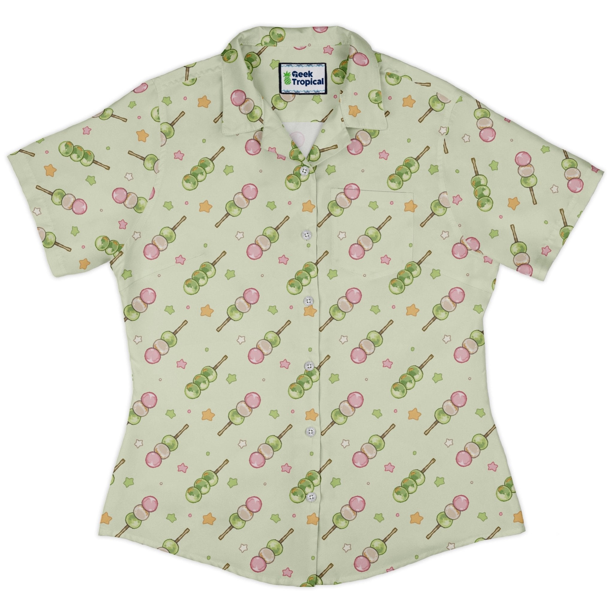 Dangos Matcha Green Curvy Button Up Shirt 2