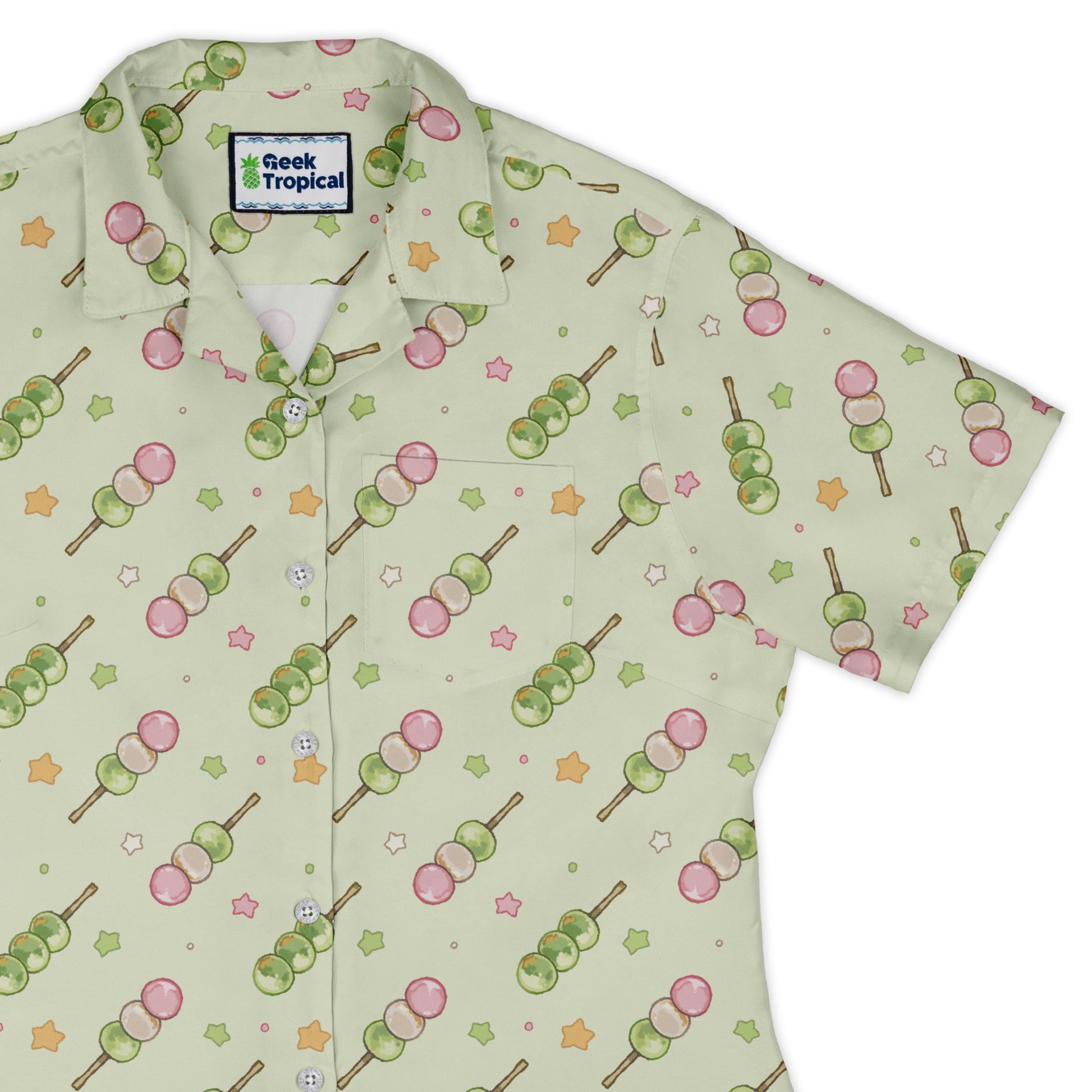 Dangos Matcha Green Curvy Button Up Shirt womens top right