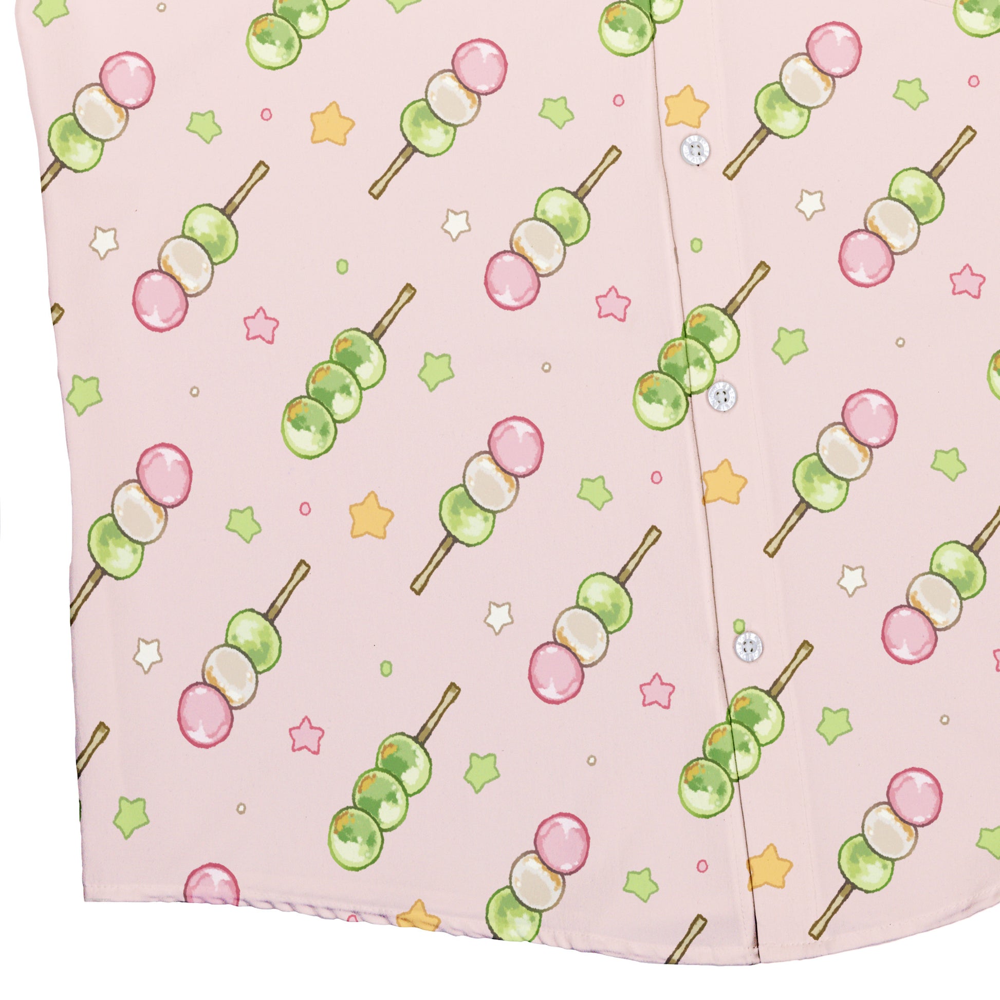 Dangos Strawberry Pink Button Up Shirt Bottom Corner
