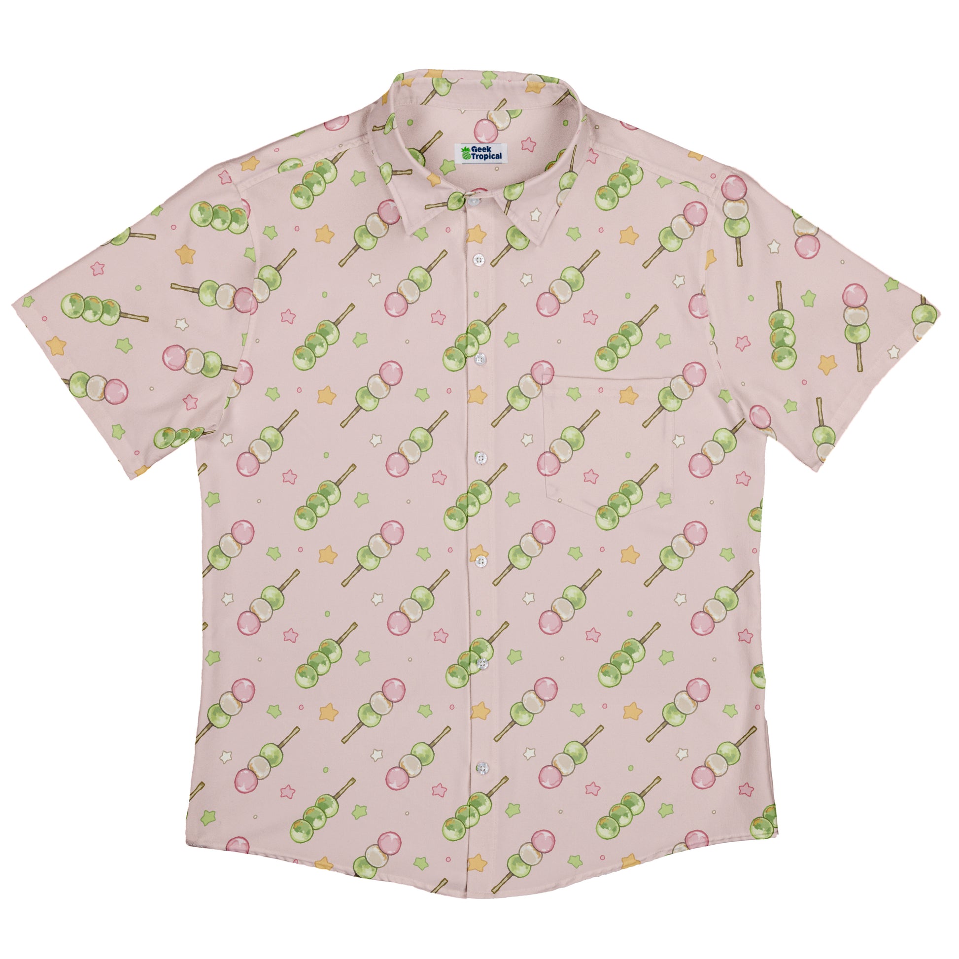 Dangos Strawberry Pink Button Up Shirt Flat Front