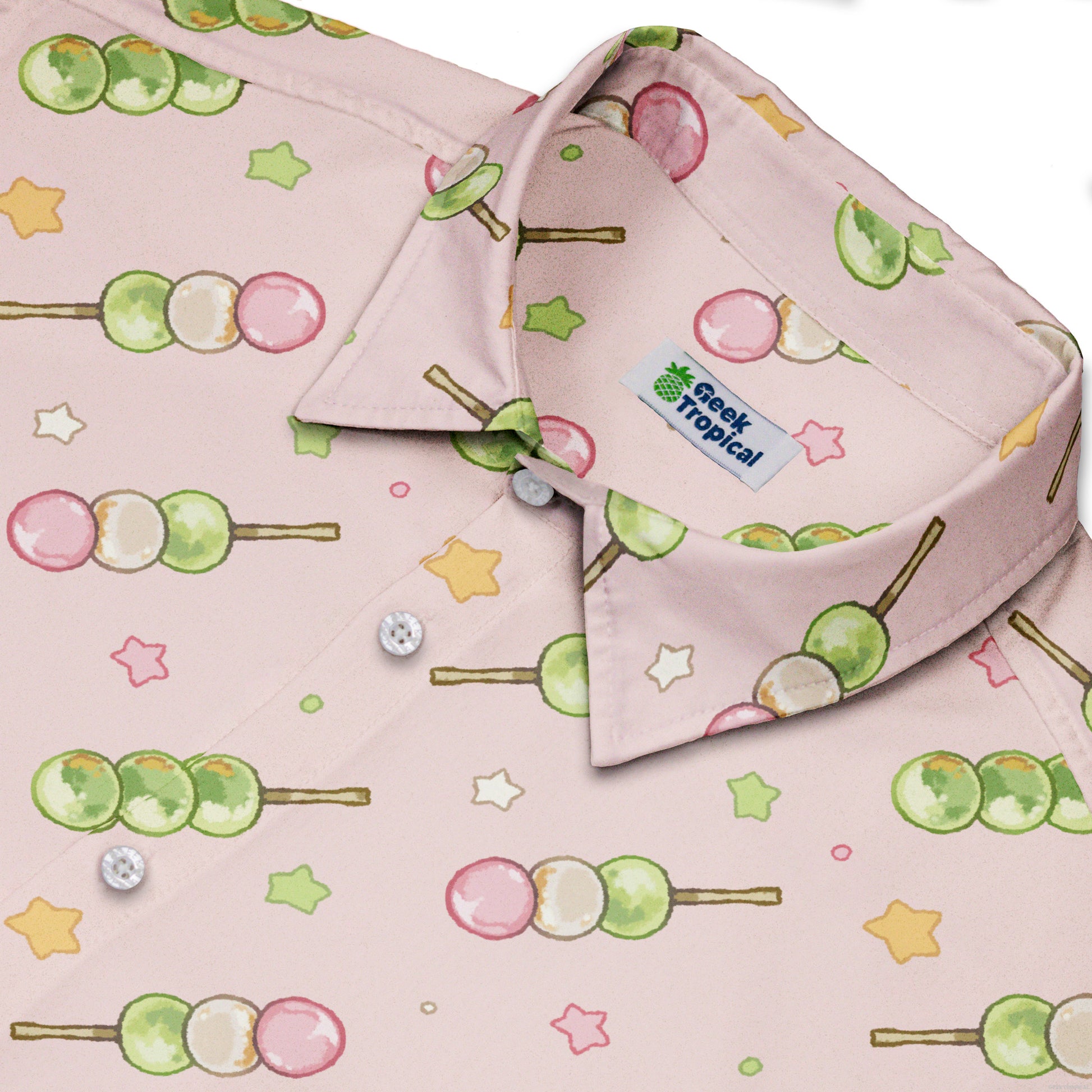 Dangos Strawberry Pink Button Up Shirt Neck