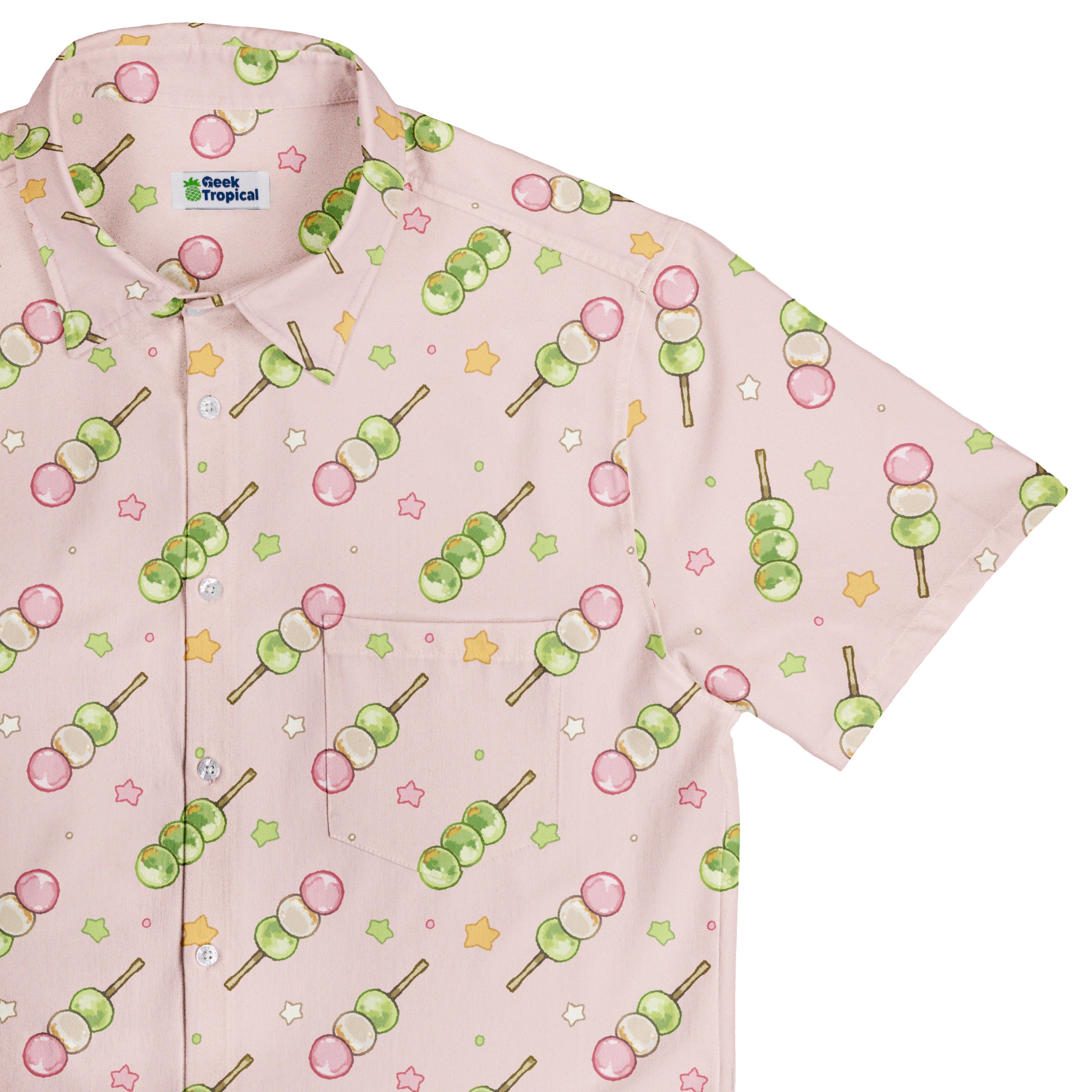 Dangos Strawberry Pink Button Up Shirt Top Corner