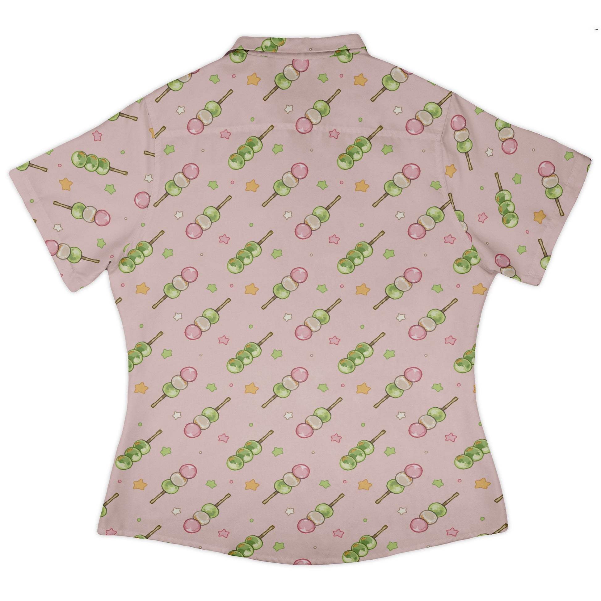 Dangos Strawberry Pink Curvy Button Up Shirt womens back