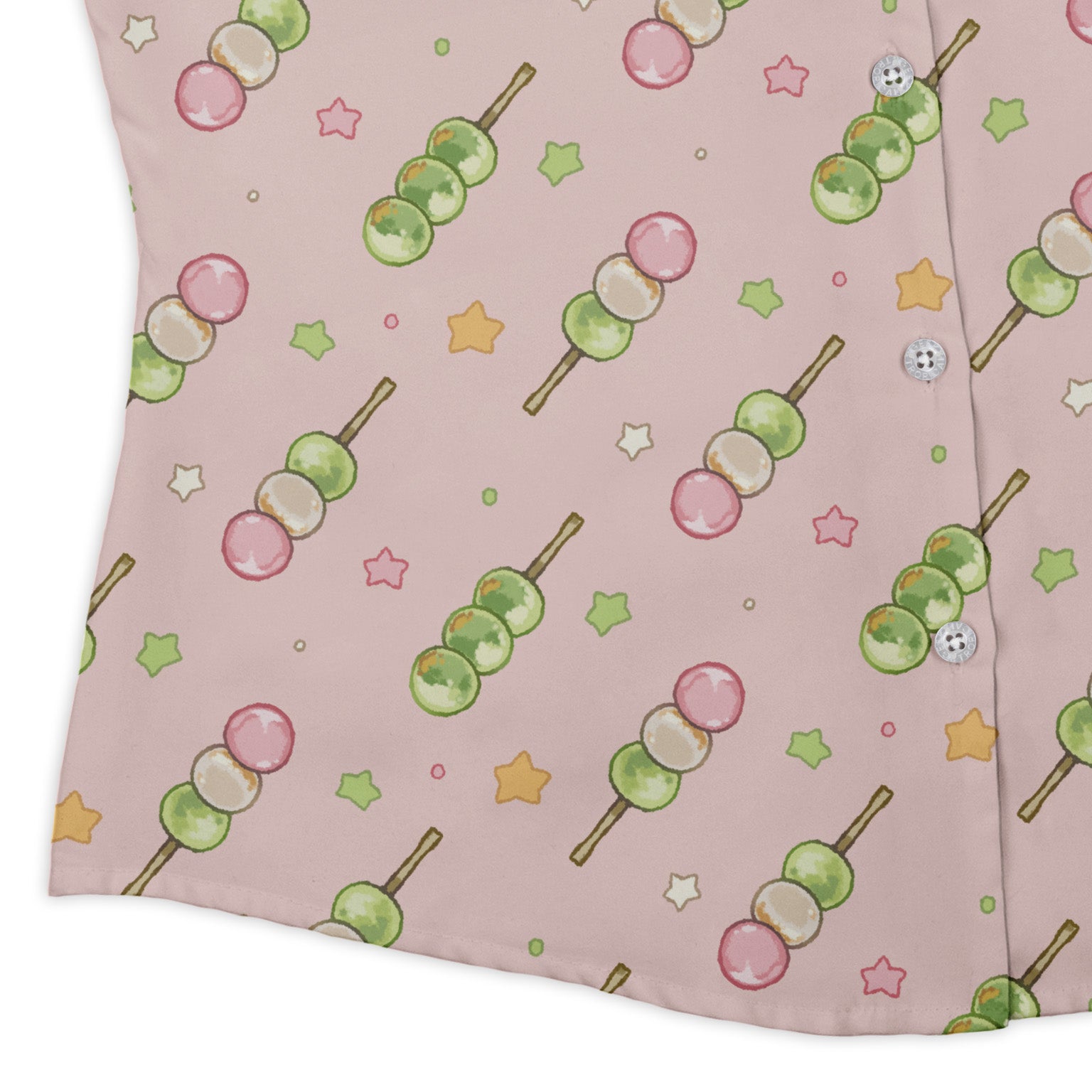 Dangos Strawberry Pink Curvy Button Up Shirt womens corner