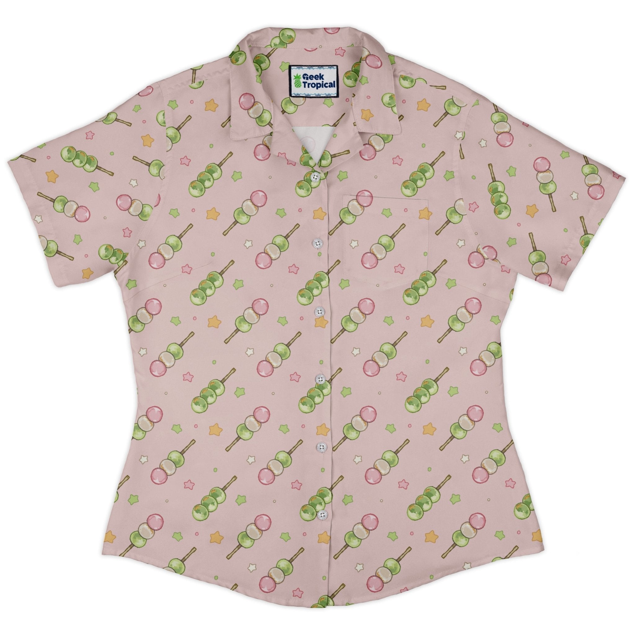 Dangos Strawberry Pink Curvy Button Up Shirt 2