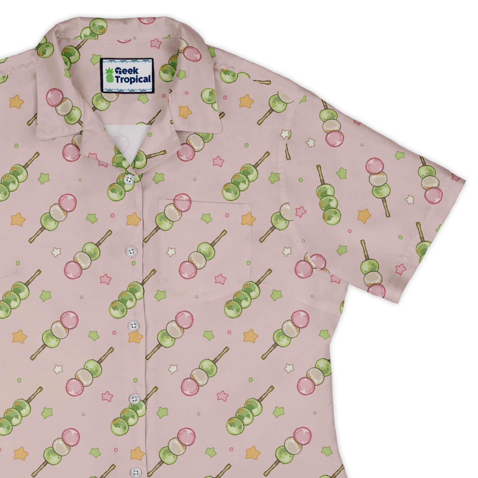 Dangos Strawberry Pink Curvy Button Up Shirt womens top right