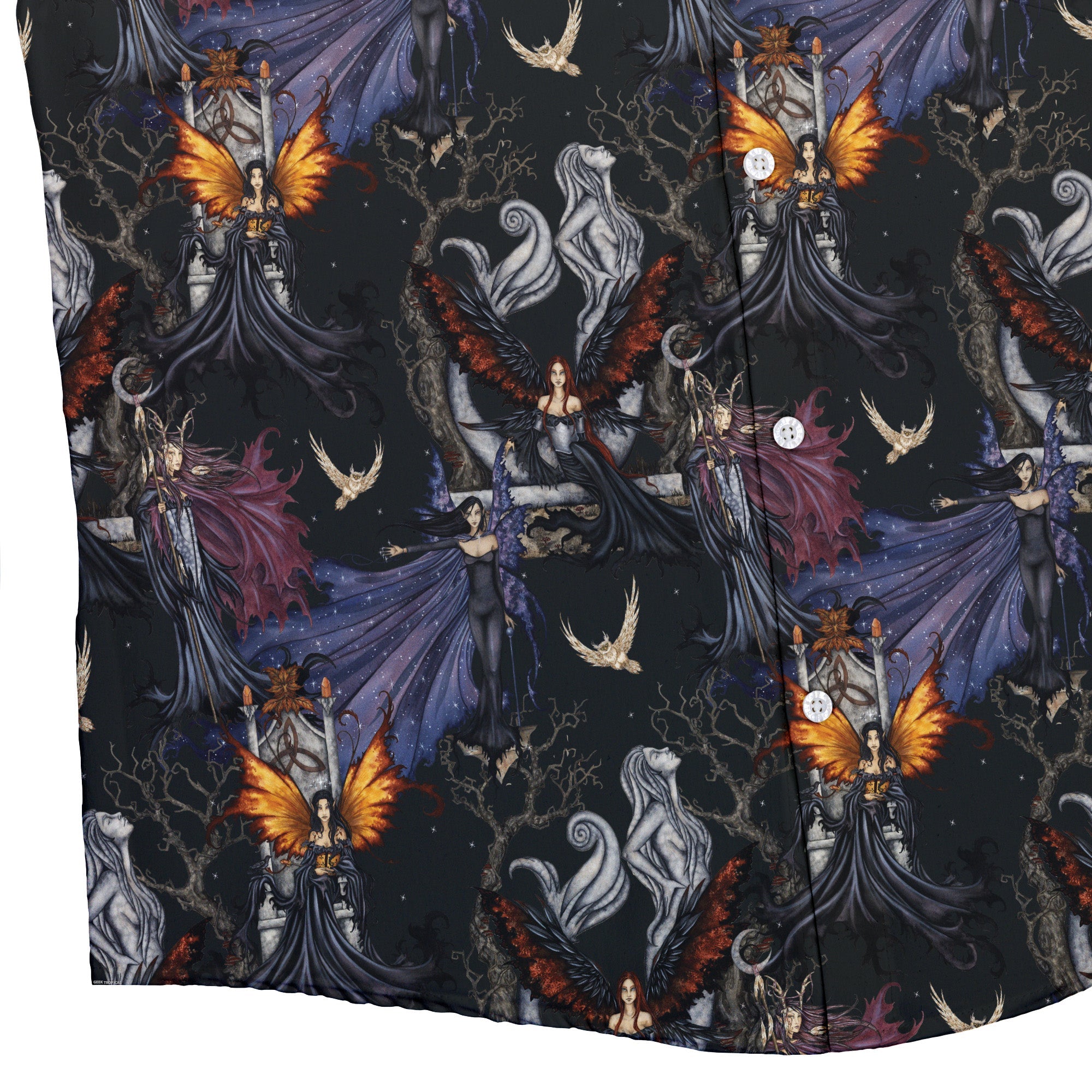 Dark Elves Gathering Button Up Shirt Geek Nerd adult sizing Fantasy Prints halloween