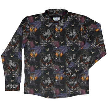 Dark Elves Gathering Long Sleeve Button Up Shirt Geek Nerd adult sizing Design by Amy Brown Fantasy Prints