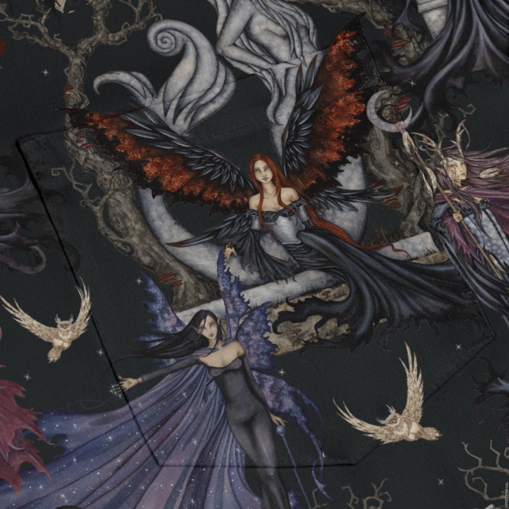 Dark Elves Gathering Long Sleeve Button Up Shirt Geek Nerd adult sizing Design by Amy Brown Fantasy Prints