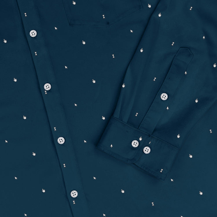 Dark Mouse Long Sleeve Button Up Shirt Geek Nerd adult sizing computer print Design by Claire Murphy