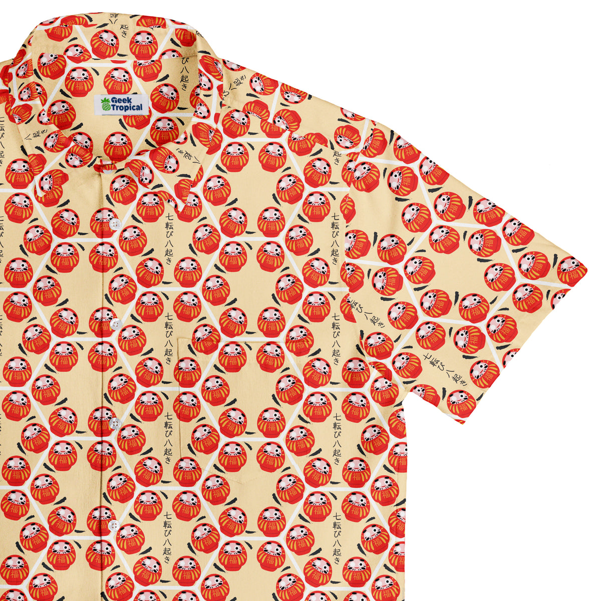 Daruma Dash Button Up Shirt Top Corner
