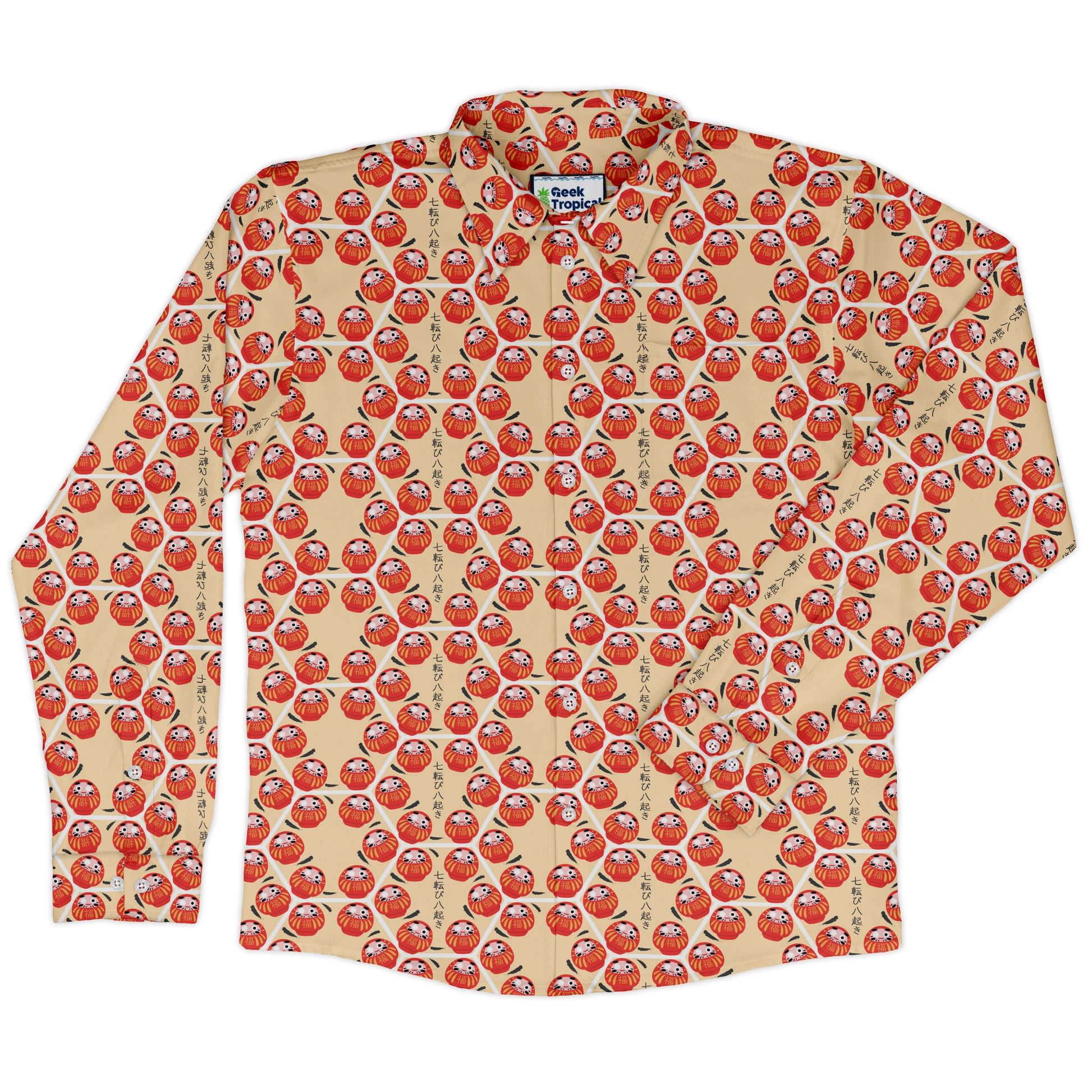 Daruma Dash Long Sleeve Button Up Shirt front