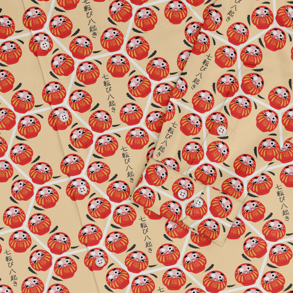 Daruma Dash Long Sleeve Button Up Shirt sleeve close