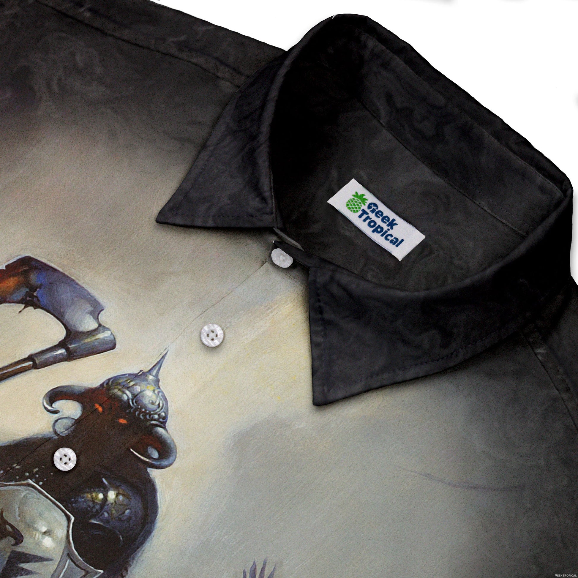 Death Dealer Button Up Shirt - adult sizing - Design by Frank Frazetta - Fantasy Prints