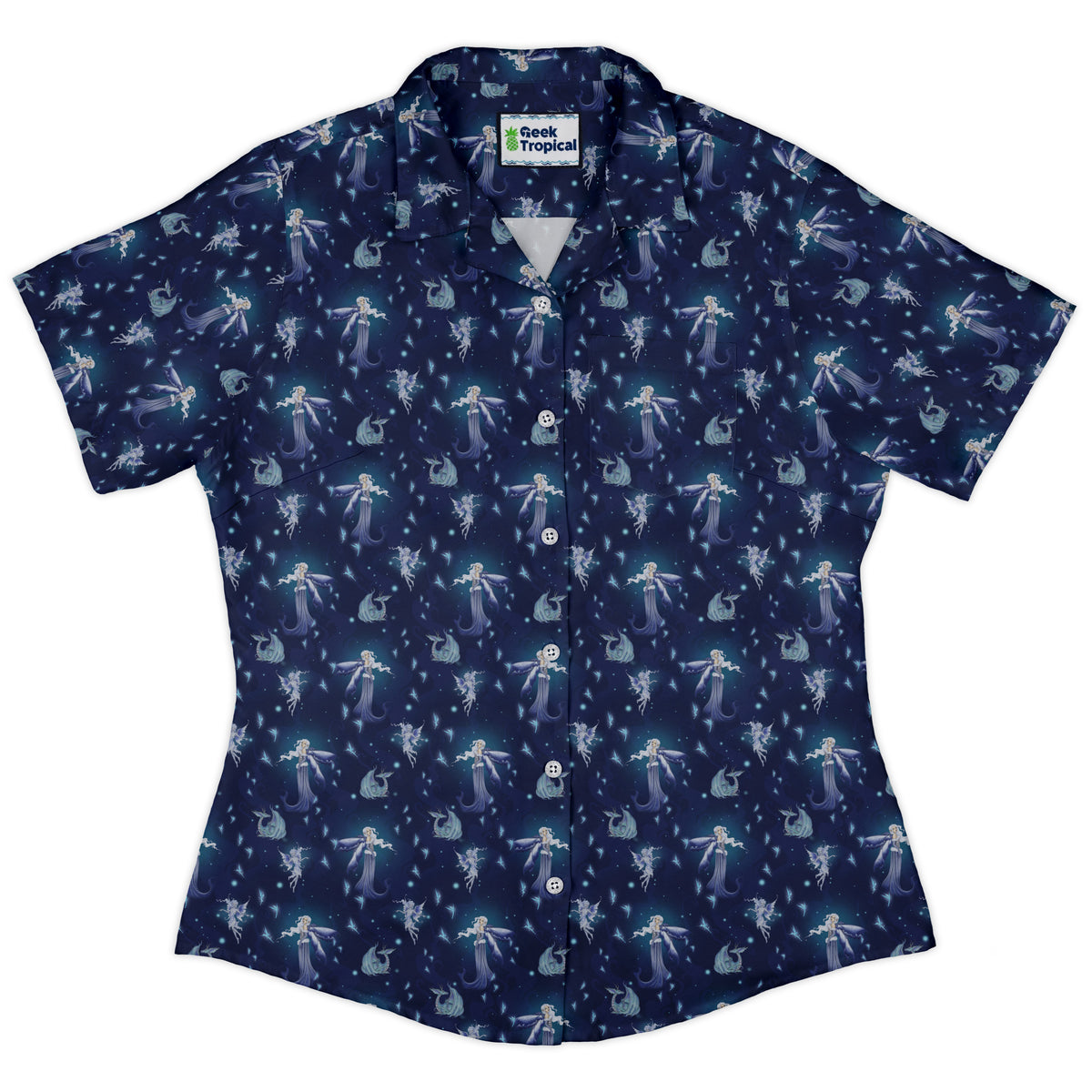December Fairy Curvy Button Up Shirt womens front