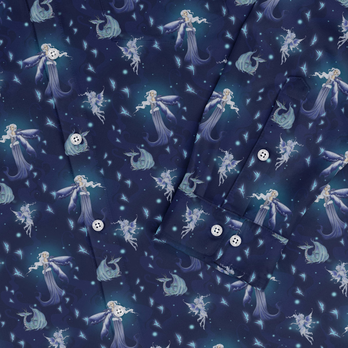 December Fairy Long Sleeve Button Up Shirt sleeve close