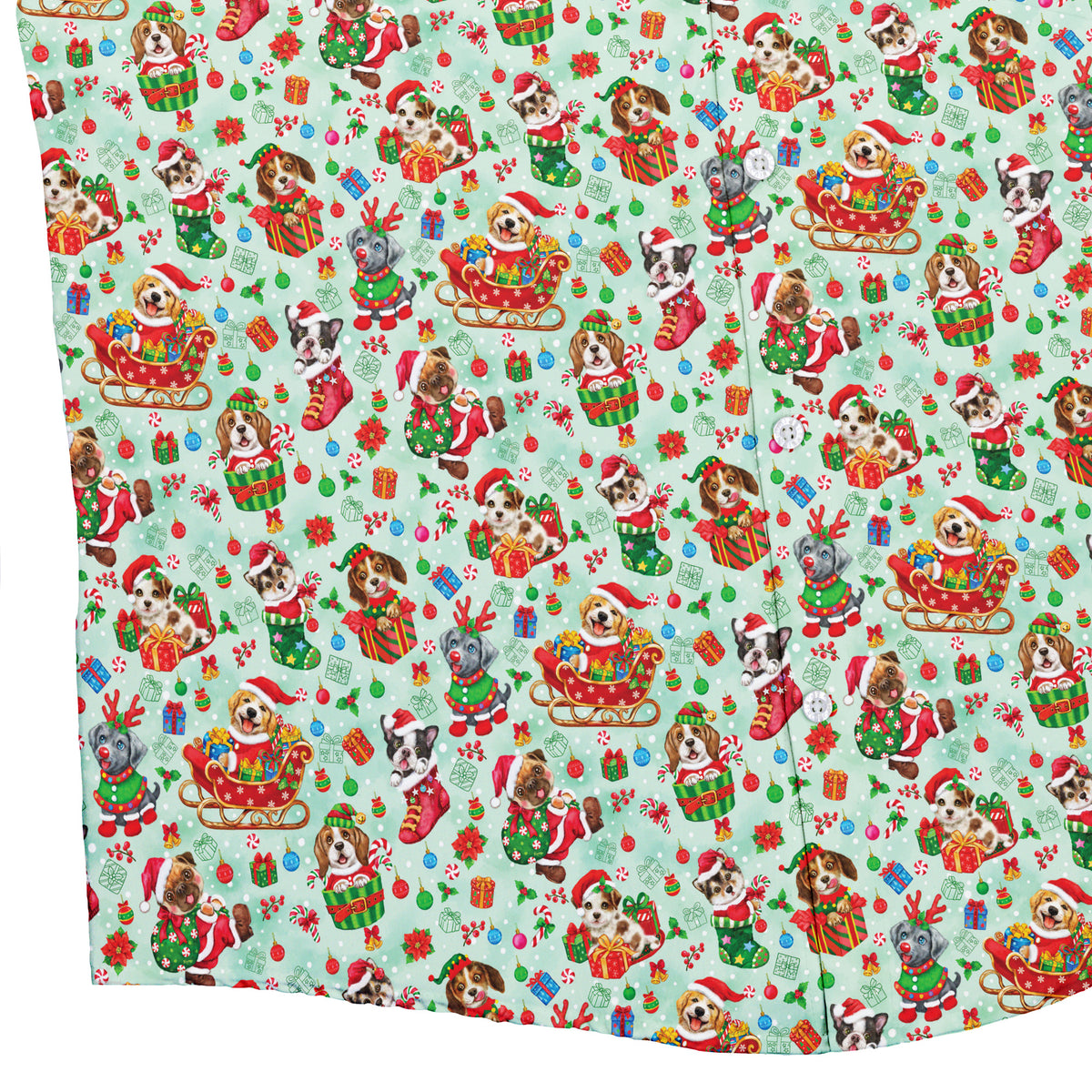 Deck the Paws Button Up Shirt Bottom Corner