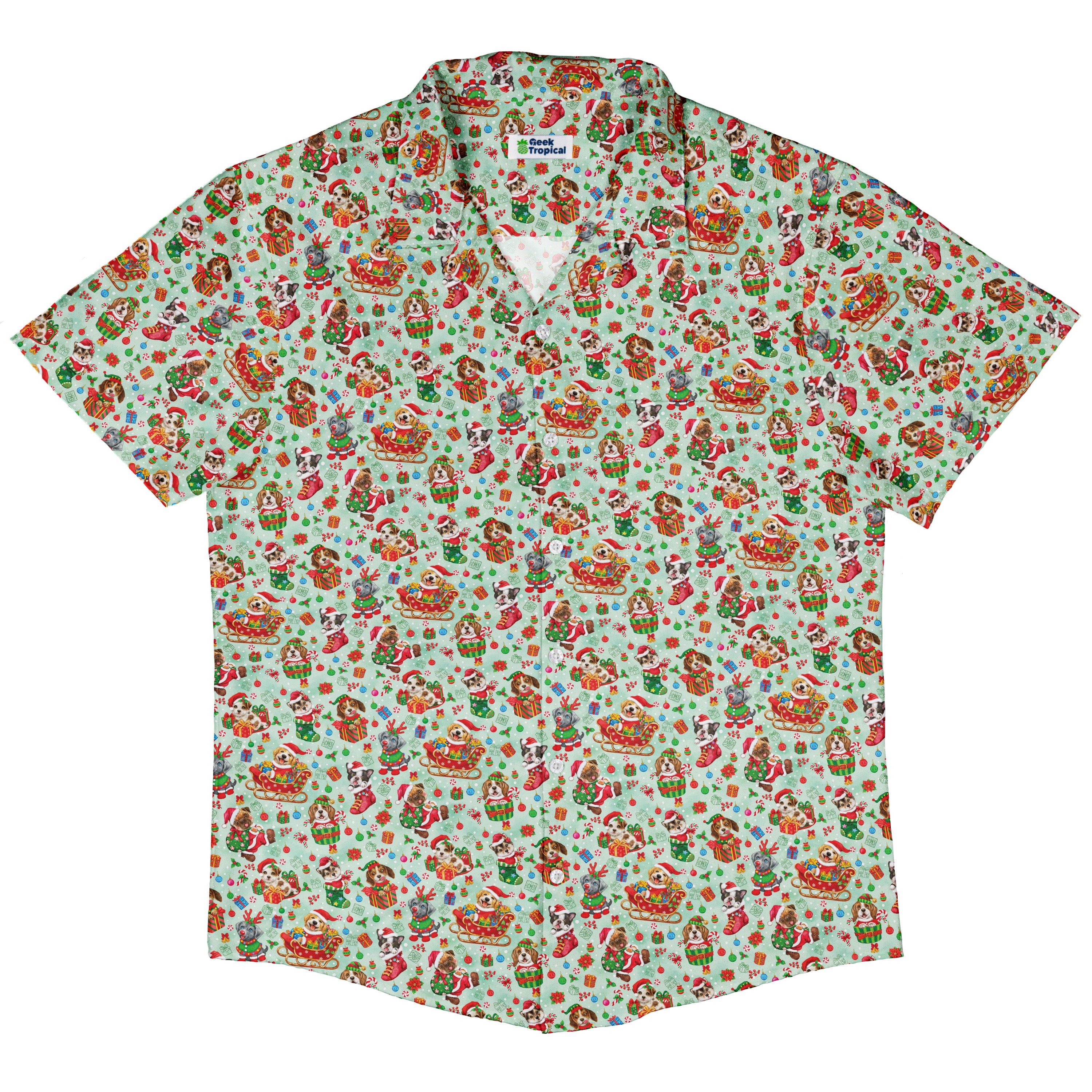 Deck the Paws Button Up Shirt Hawaiian Front