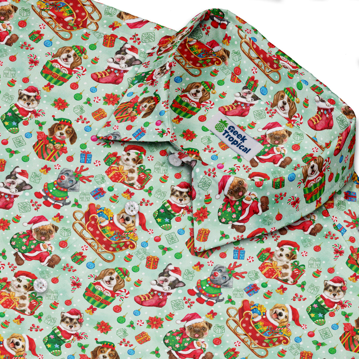 Deck the Paws Button Up Shirt Neck