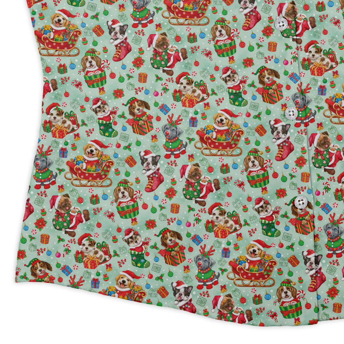 Deck the Paws Curvy Button Up Shirt womens corner