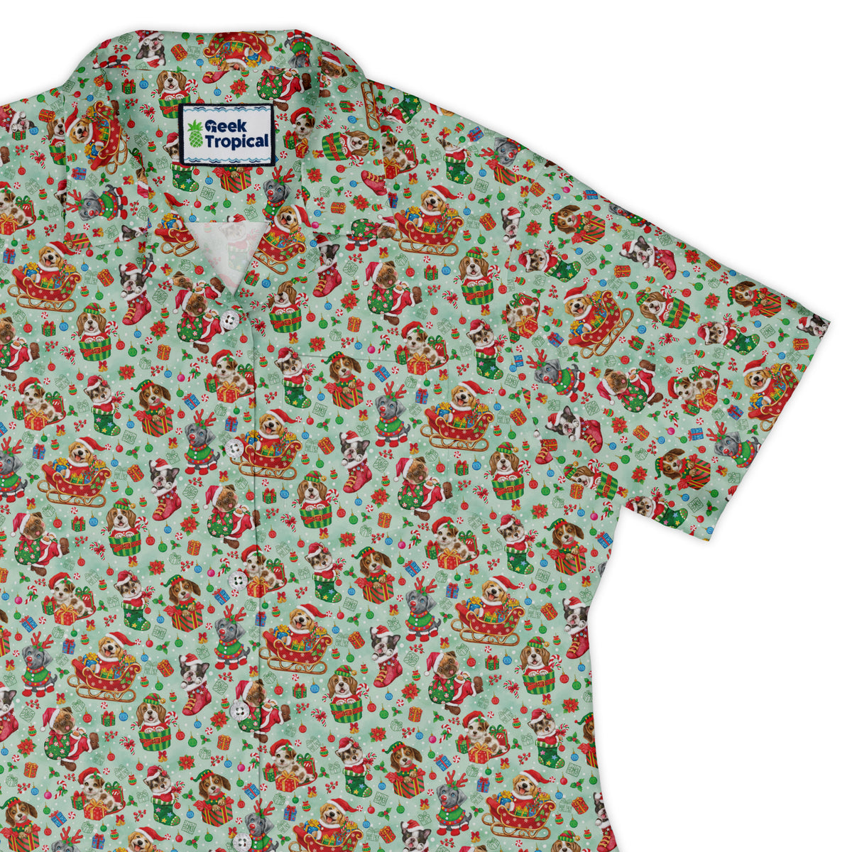 Deck the Paws Curvy Button Up Shirt womens top right