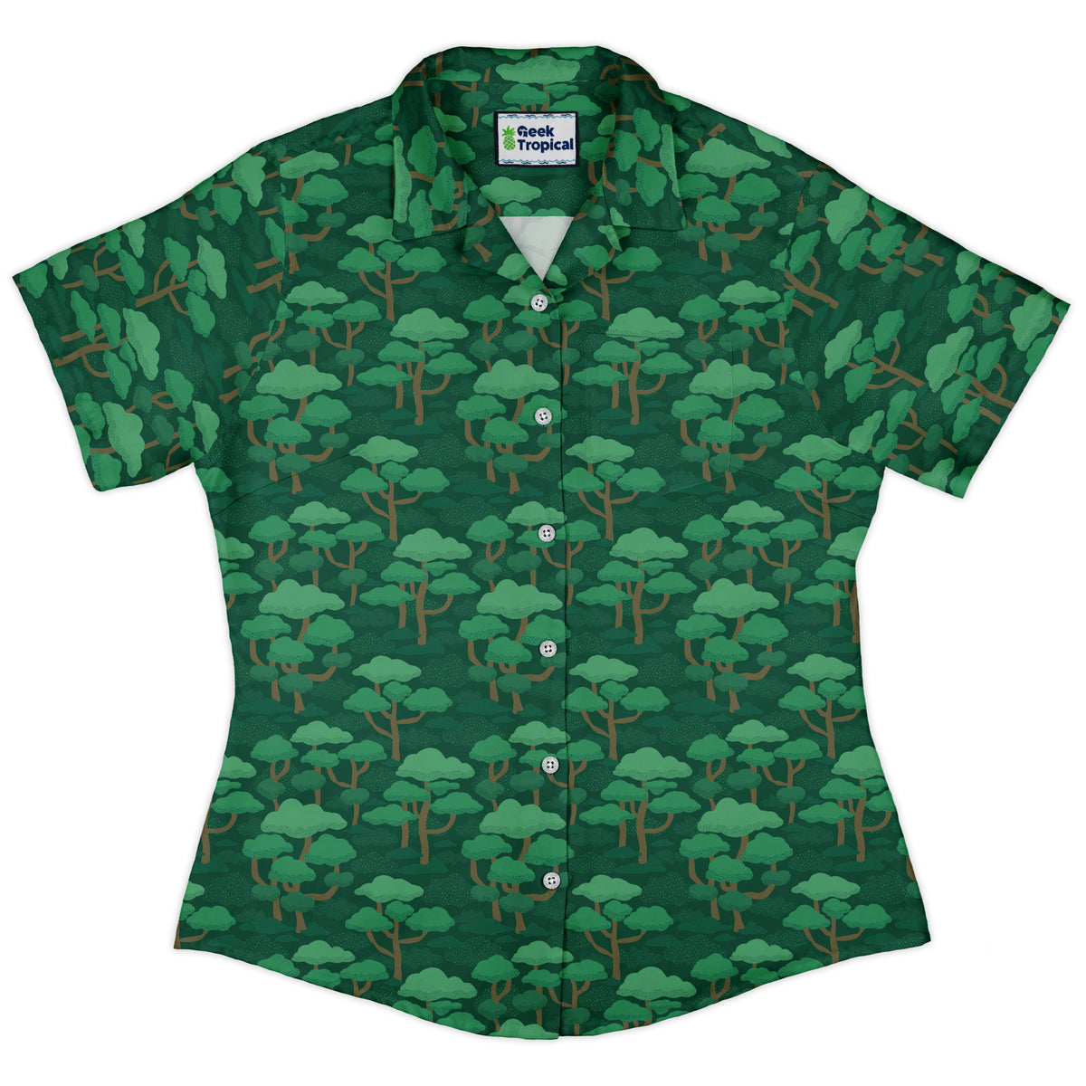 Dense Rainforest Curvy Button Up Shirt womens front