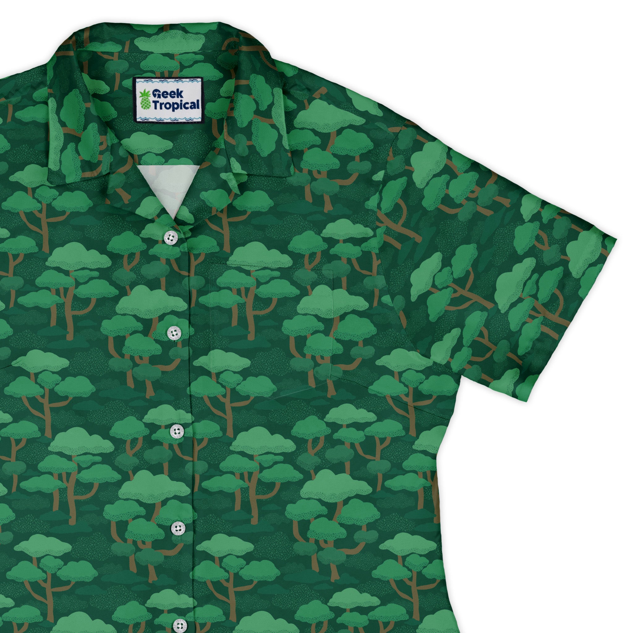 Dense Rainforest Curvy Button Up Shirt womens top right