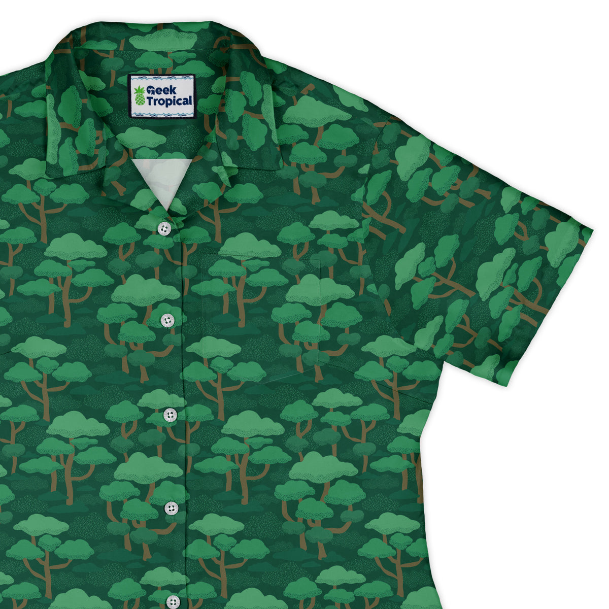 Dense Rainforest Curvy Button Up Shirt womens top right