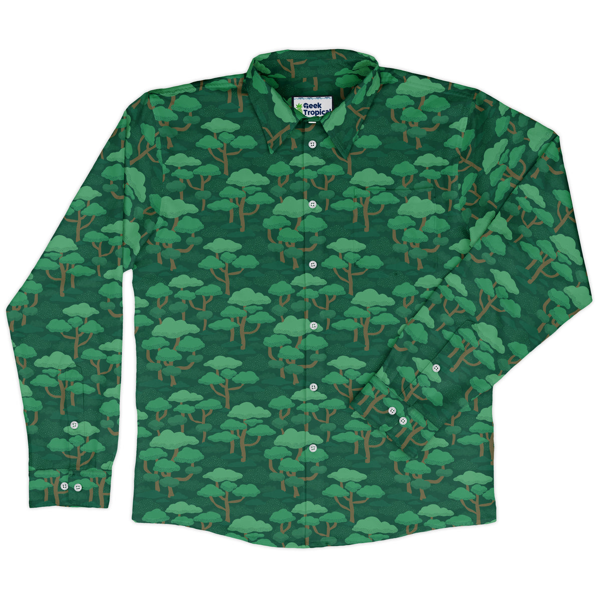 Dense Rainforest Long Sleeve Button Up Shirt front