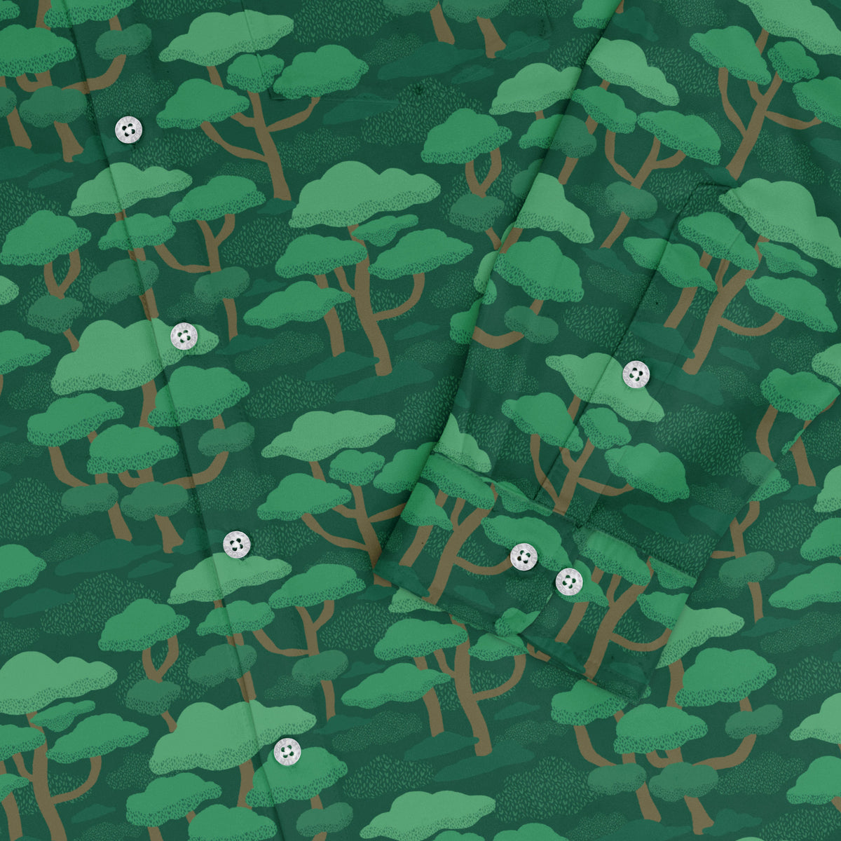 Dense Rainforest Long Sleeve Button Up Shirt sleeve close