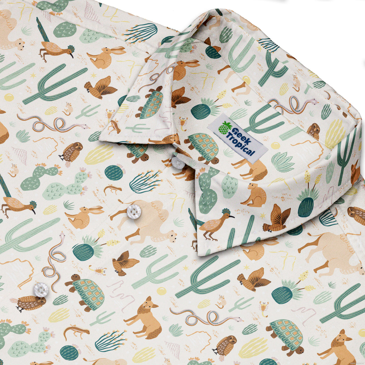 Desert Biodiversity Button Up Shirt Neck