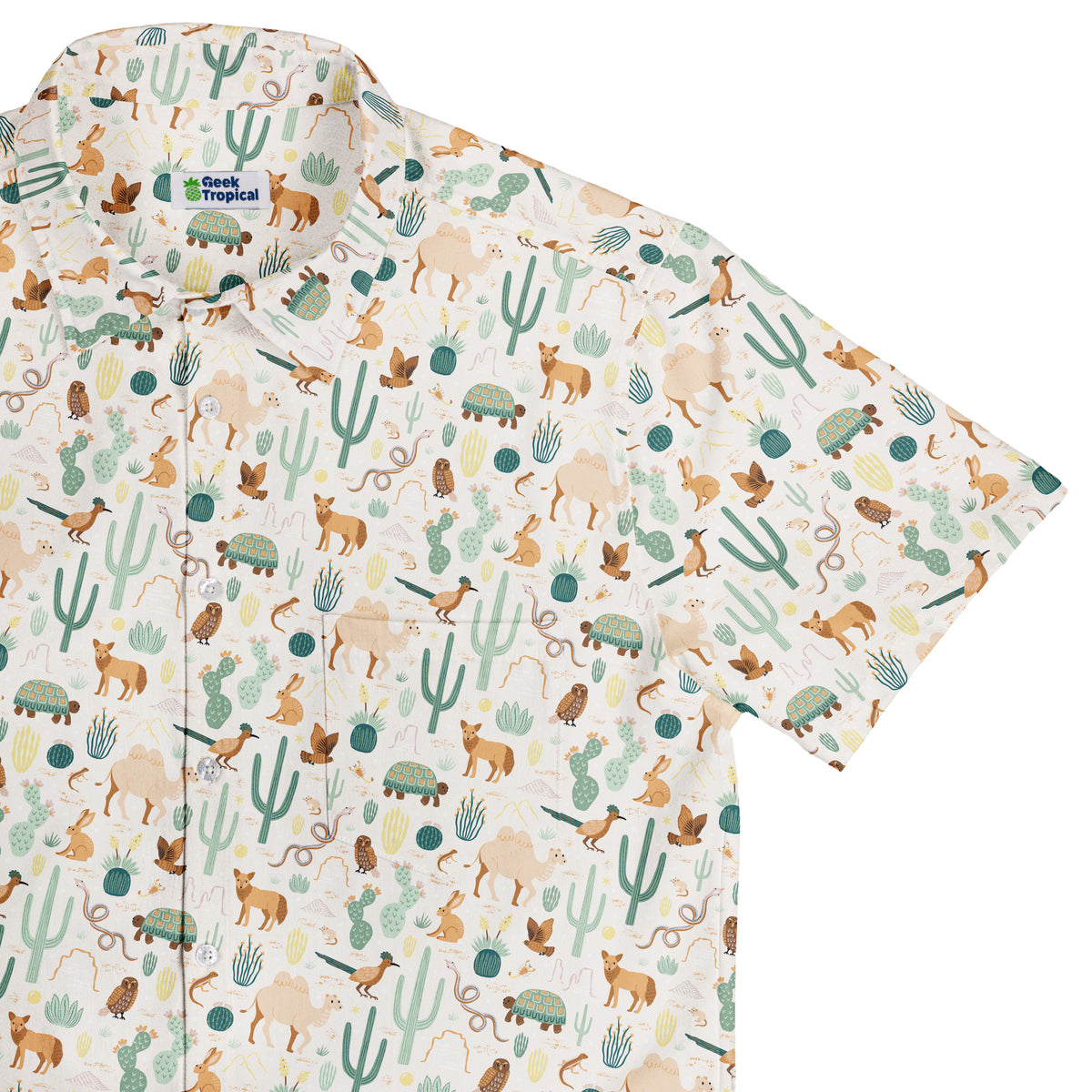 Desert Biodiversity Button Up Shirt Top Corner