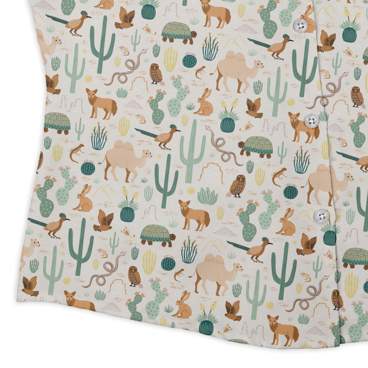 Desert Biodiversity Curvy Button Up Shirt womens corner