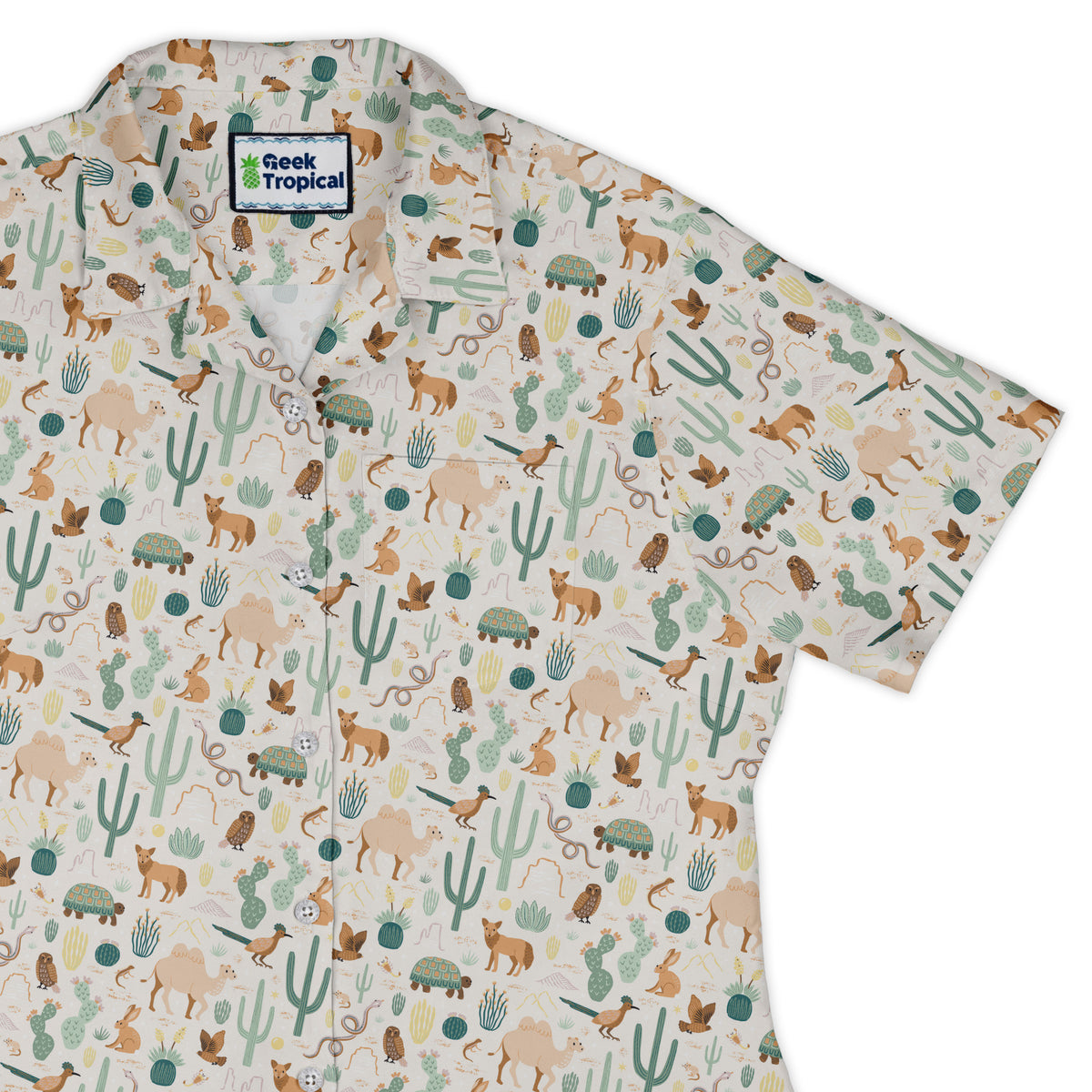 Desert Biodiversity Curvy Button Up Shirt womens top right